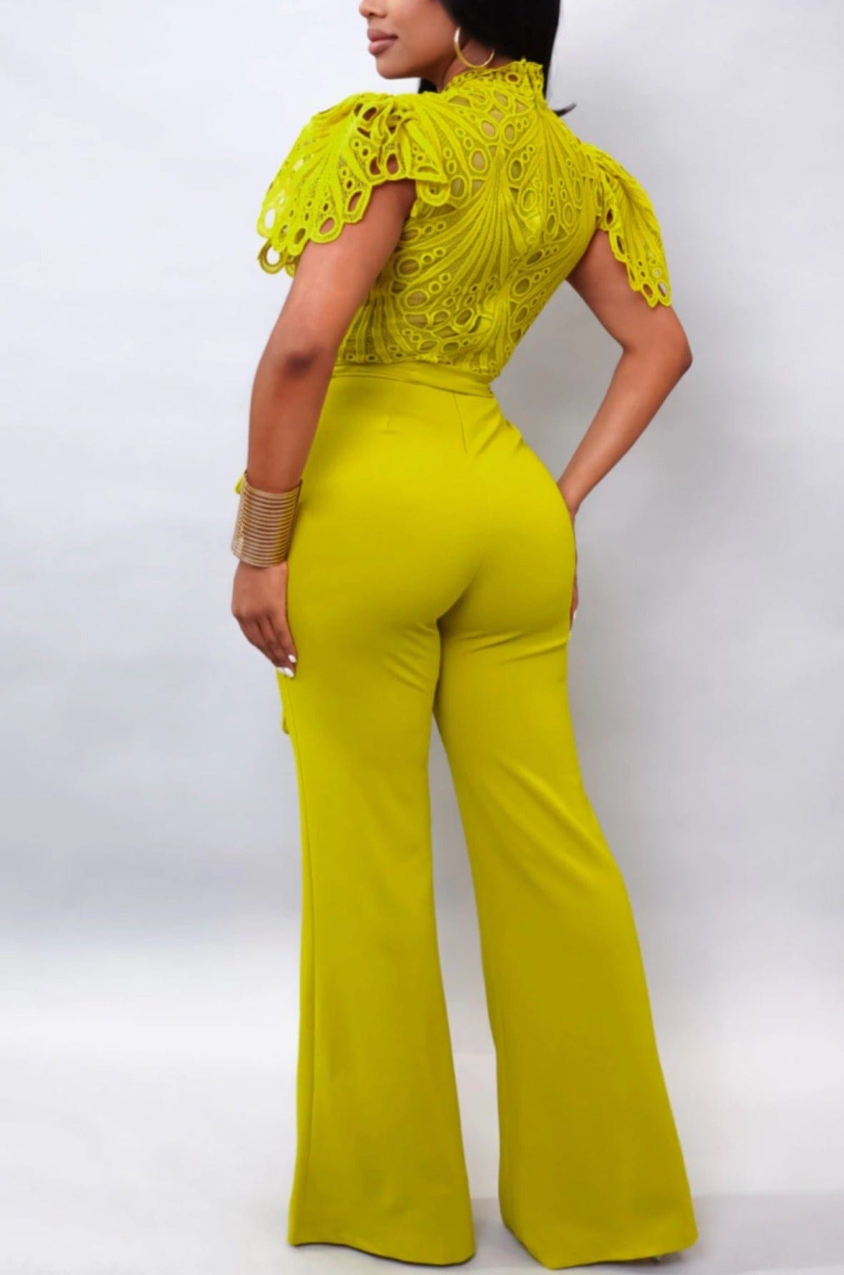 Loveit Style Boutique romper Lime Green Jumpsuit Womens- Wide Leg Romper