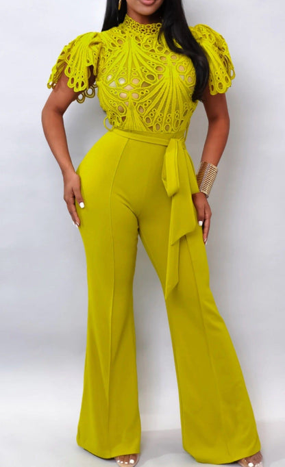 Loveit Style Boutique romper Lime Green Jumpsuit Womens- Wide Leg Romper